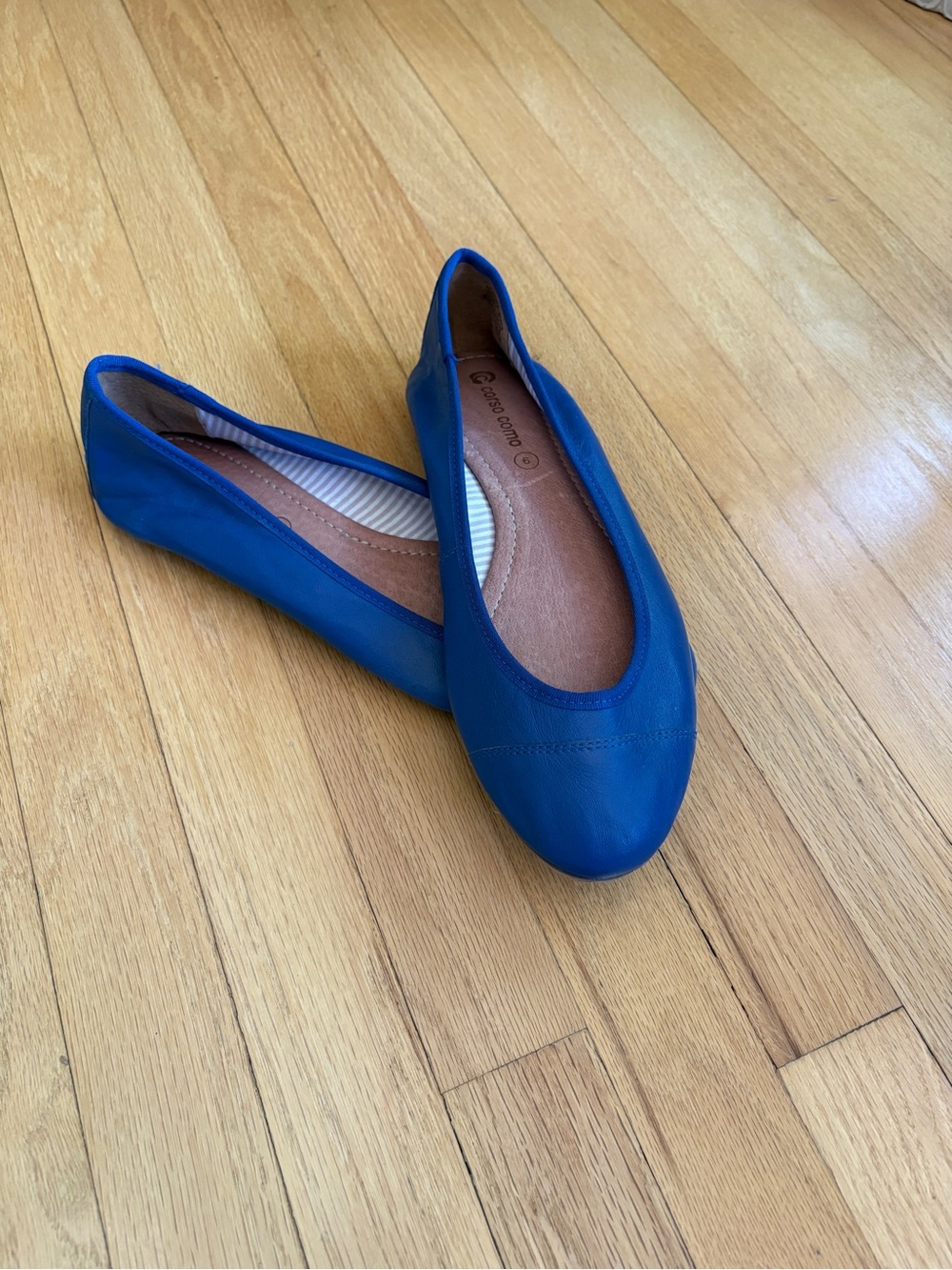 NWOT Corso Como Leather Blue Ballet Flats